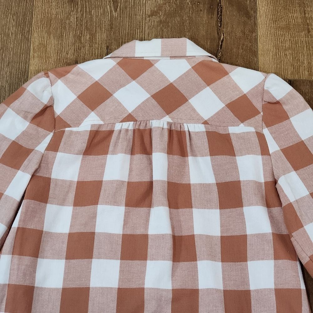 Loft Petite Flannel Plaid Round Collar Shirt sz small cottagecore prairiecore - Picture 7 of 11
